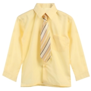 Little Boys Yellow Tie Long Sleeve Button Special Occasion Dress Shirt 2T-7 - 7