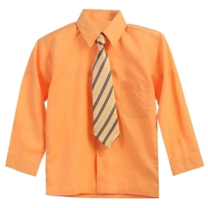 Little Boys Orange Tie Long Sleeve Button Special Occasion Dress Shirt 2T-7 - 7