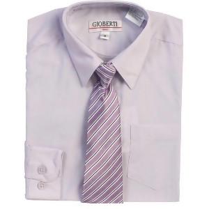 Lilac Button Up Dress Shirt Lilac Striped Tie Set Toddler Boys 2T-4t - 4T