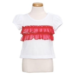 Little Zazzy White Top Red Sheer Ruffle Spring Summer Girl 3M-6x - 24 Months