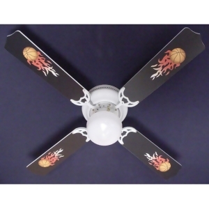 Cool Flaming Basketballs Print Blades 42in Ceiling Fan Light Kit - All