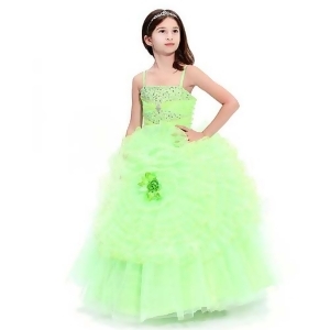 Girls Kiwi Green Ruffle Flower Skirt Jeweled Bodice Pageant Dress 4-14 - 10