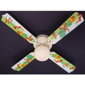 Classic Curious George Print Blades 42in Ceiling Fan Light Kit - All
