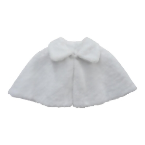 Little Girls White Faux Stylish Collar Soft Shiny Winter Cape 2-6 - 2/4