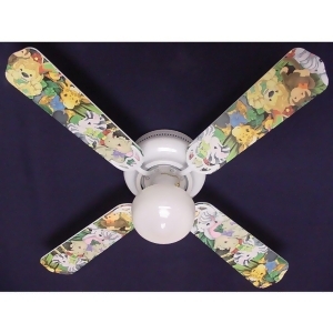 Zootles Baby Jungle Animals Print Blades 42in Ceiling Fan Light Kit - All