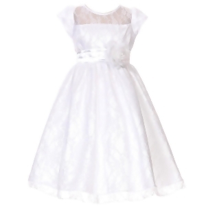 Little Girls White Flower Sash Lace Overlay Special Occasion Dress 2-6 - 4