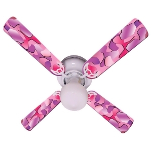 Pink Camouflage Print Blades 42in Ceiling Fan Light Kit - All