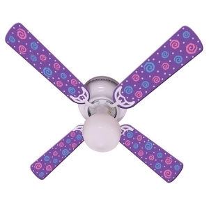 Purple Swirly Dot Print Blades 42in Ceiling Fan Light Kit - All