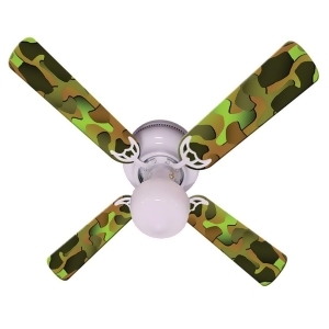 Green Camouflage Print Blades 42in Ceiling Fan Light Kit - All
