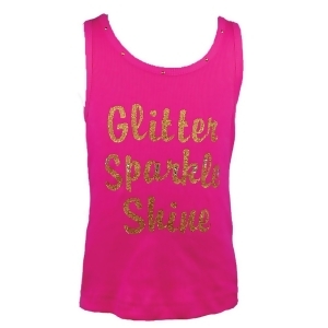 Reflectionz Little Girls Hot Pink Gold Glitter Sparkle Shine Tank Top 2T-6x - 2