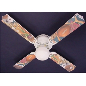 Classic Sports Print Blades 42in Ceiling Fan Light Kit - All