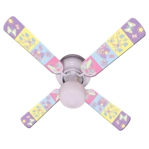 Pastel Butterfly and Friends Print Blades 42in Ceiling Fan Light Kit - All