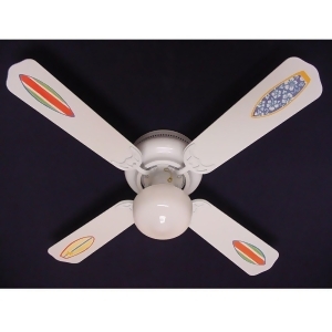 White Rad Surf Board Print Blades 42in Ceiling Fan Light Kit - All