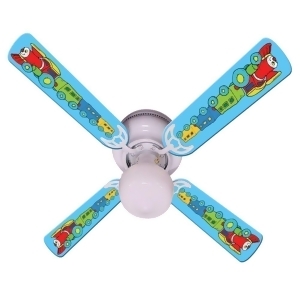 Blue Red Engine Train Print Blades 42in Ceiling Fan Light Kit - All
