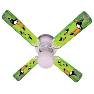 Green Toucan Print Blades 42in Ceiling Fan Light Kit - All