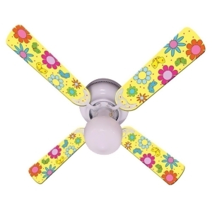 Yellow Bright Flowers Print Blades 42in Ceiling Fan Light Kit - All
