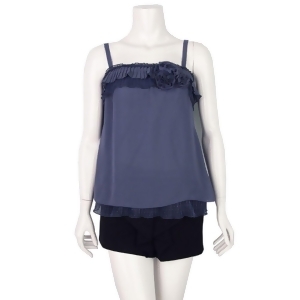 Lovposh Womens Blue Rose Trimmed Sleeveless Top Blouse Size S-l - Womens S