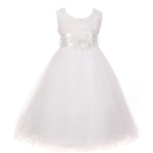 Big Girls White Sash Tulle Rosette Bodice Flower Girl Dress 8-12 - 8