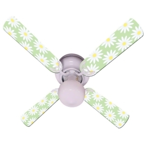 Light Green White Daisy Print Blades 42in Ceiling Fan Light Kit - All