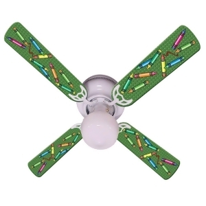 Green Crayon Print Blades 42in Ceiling Fan Light Kit - All