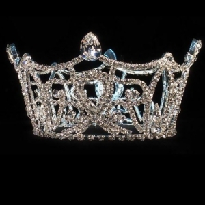 Girls Silver Full Round Pageant Quinceanera Communion Crown Headpiece - All