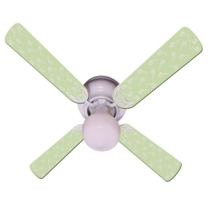 Light Green Swirly Dot Print Blades 42in Ceiling Fan Light Kit - All