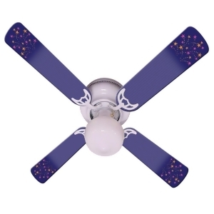 Purple Shooting Stars Print Blades 42in Ceiling Fan Light Kit - All