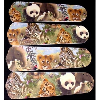 Baby Safari Animals Custom Designer 42in Ceiling Fan Blades Set