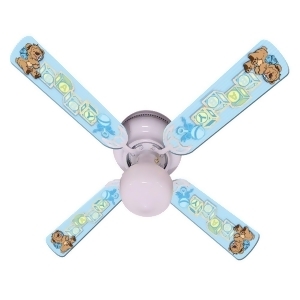 Blue Teddy Bear and Blocks Print Blades 42in Ceiling Fan Light Kit - All