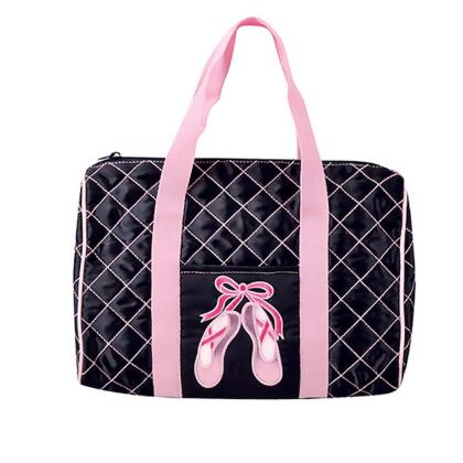 pink and black duffle bag