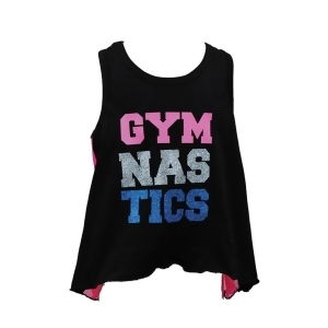 Reflectionz Big Girls Black Hot Pink Gymnastics Racer Glitter Mesh Tank 8-10 - 10