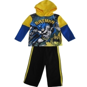 Dc Comics Little Boys Yellow Black Batman Hooded Top 2 Pc Pant Set 2-4T - 2T