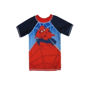 Marvel Little Boys Red Blue Spiderman Print Short Sleeved Rashguard 2-4T - 2T