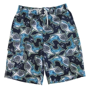 Op Boys Blue Shark Print Adjustable Waist Swimwear Shorts 4-16 - 4/5