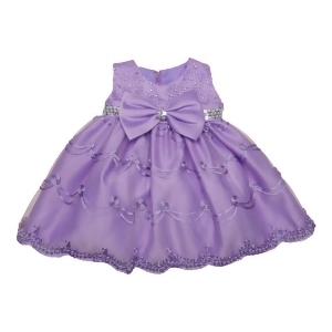 Baby Girls Lilac Glitter Sequin Bow Embroidered Flower Girl Dress 6-24M - 24 Months