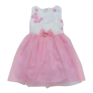 Little Girls White Pink Bow Floral Accented Tulle Flower Girl Dress 4-6X - 6