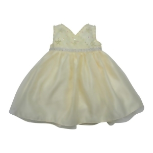 Baby Girls Champagne Beaded Floral Embroidered Flower Girl Dress 6-24M - 18 Months