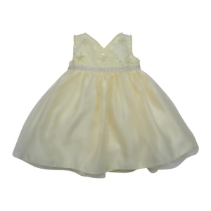 Baby Girls Champagne Beaded Floral Embroidered Flower Girl Dress 6-24M - 12 Months