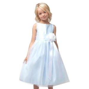 Sweet Kids Big Girls Light Blue Floral Accent Junior Bridesmaid Dress 7-12 - 7