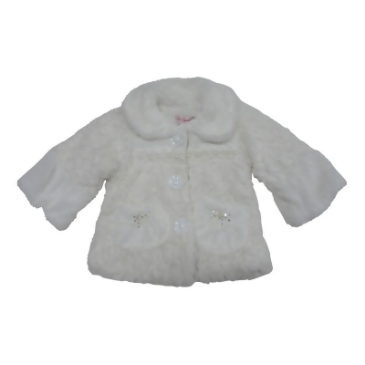 Little Girls Off-White Trim Detail Soft Beautiful Design Faux Fur Cape 2-5