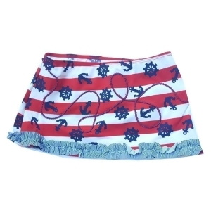 Big Girls Navy Red Nautical Stripe Anchor Print Trimmed All Aboard Skirt 10 - 8/10