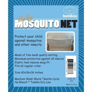 Bambini Baby Unisex White Elastic Hem Mesh Crib Mosquito Net - All