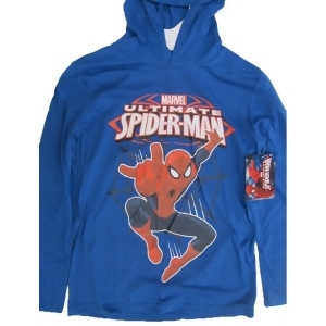 Marvel Big Boys Royal Blue Spiderman Print Hooded Shirt 8-16 - 14/16