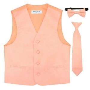 Big Boys Peach Vest Bow-tie Tie Special Occasion 3 Pcs Set 8-14 - 14