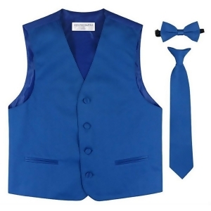 Big Boys Royal Blue Vest Bow-tie Tie Special Occasion 3 Pcs Set 8-14 - 12