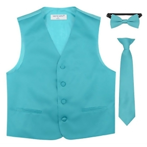 Big Boys Turquoise Vest Bow-tie Tie Special Occasion 3 Pcs Set 8-14 - 12