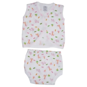 Bambini Baby Girls Pink Jersey Print Diaper Shirt Training Pants 2 Pc Set Nb-18m - Newborn