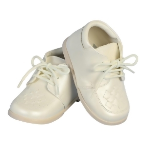 Angels Garment Boys Ivory Lace-Up Leather Christening Shoes 2 Baby-6 Toddler - 4 Baby