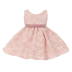Chic Baby Girls Pink Embroidered Pearl Accented Flower Girl Dress 3-24M - 9 Months