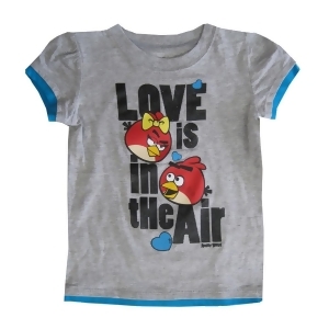 Angry Birds Little Girls Grey Cartoon Print Short Sleeved T-Shirt 4-6X - 6X